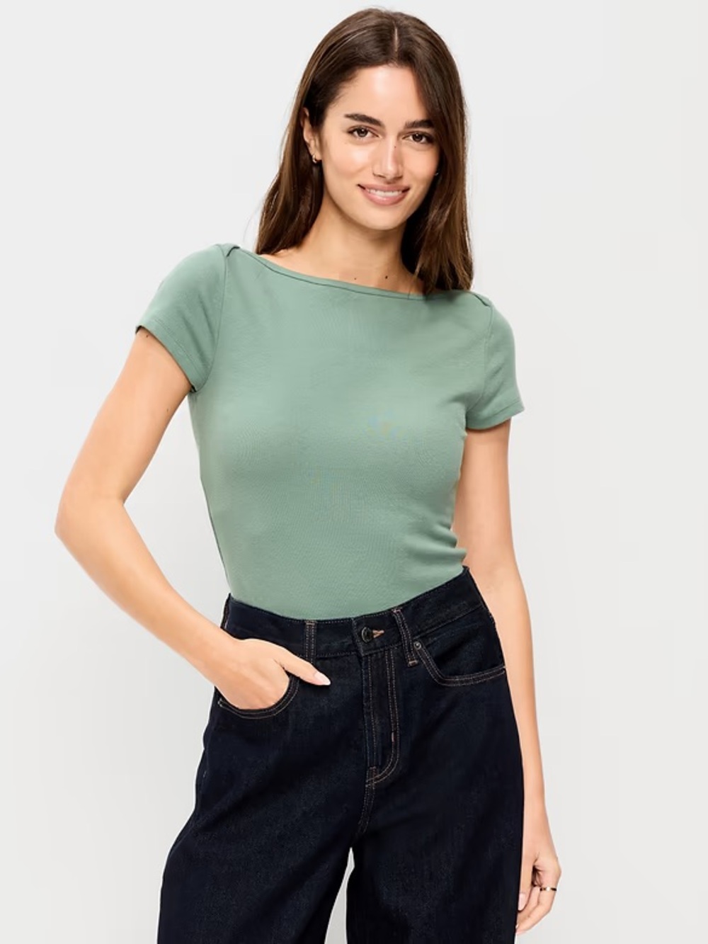Old Navy Snug-Fit Green Short Sleeve Top – Women’s Medium